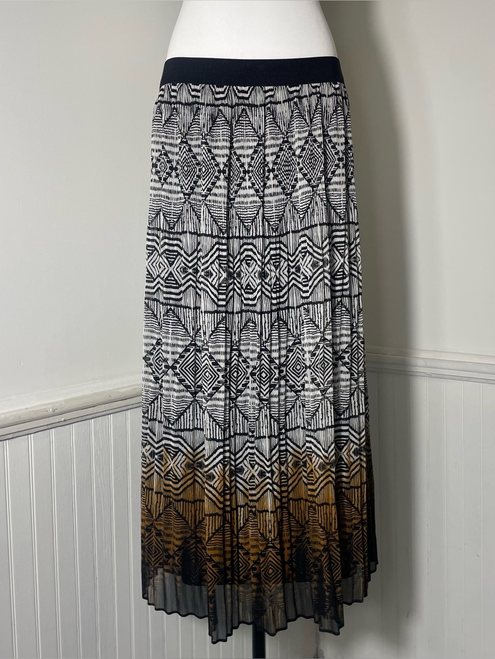 Ruby Rd. - Black White Brown Mesh Maxi Skirt